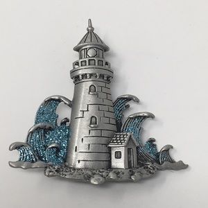 Lighthouse by the sea Brooch by Jonette Jewelry